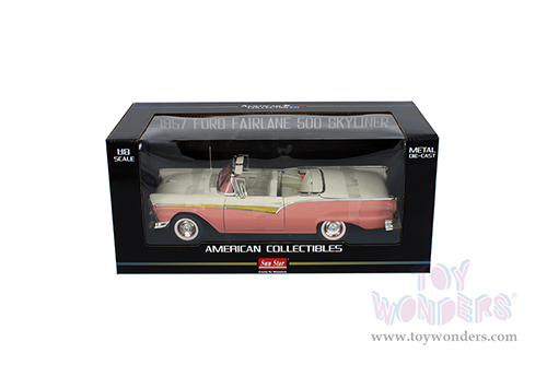 Sun Star - Ford Fairlane 500 Skyliner (1957, 1/18 scale diecast model car, Sunset Coral/Colonial White) 1344