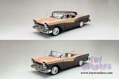 Sun Star - Ford Fairlane 500 Skyliner (1957, 1/18 scale diecast model car, Silver Mocha/Coral Sand) 1345