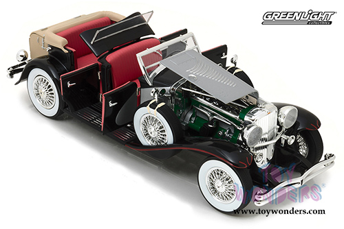 Greenlight - Duesenberg II SJ convertible (1/18 scale diecast model car, Black/Silver) 13504