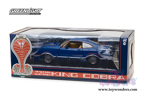 Greenlight - Ford Mustang II King Cobra Hardtop (1978, 1/18 scale diecast model car, Blue with Gold) 13507