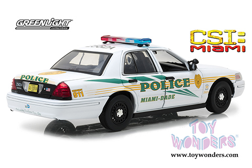 Greenlight Hollywood - CSI: Miami (2002-2012 TV Series) - Ford Crown Victoria Police Interceptor Miami-Dade Police (2003, 1/18 scale diecast model car, White) 13514