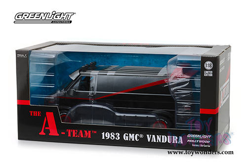 Greenlight - Hollywood The A-Team&trade; (TV Series, 1983-87) GMC&reg; Vandura (1983, 1/18 scale diecast model car, Black/Gray) 13521