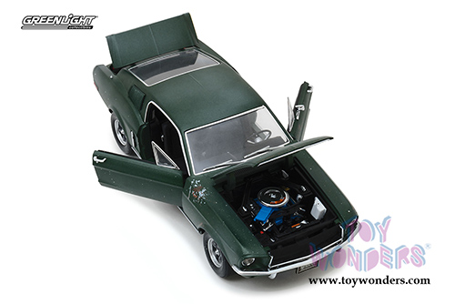 Greenlight Hollywood - Steve McQueen Unrestored Ford Mustang GT 2018 Detroit Auto Show (1968, 1/18 scale diecast model car, Green) 13523