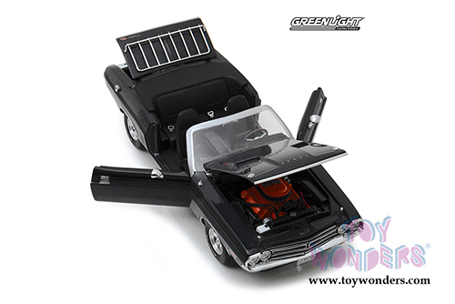 Greenlight - Dodge Challenger R/T Convertible with Luggage Rack (1971, 1/18 scale diecast model car, Gunmetal Gray) 13528