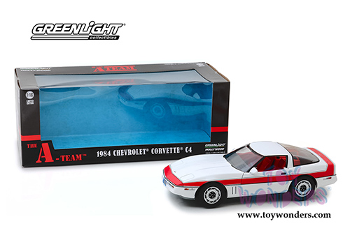 Greenlight Hollywood - The A-Team&trade; Chevrolet&reg; Corvette&reg; C4 Hardtop (1984, 1/18 scale diecast model car, White/Red) 13532