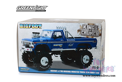 Greenlight - Kings of Crunch Ford F-250 Monster Truck (with 48-inch Tires) - BIGFOOT&reg; #1 The Original Monster Truck (1974, 1/18 scale diecast model car, Blue) 13537