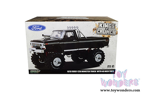 Greenlight - Kings of Crunch Ford F-250 Monster Truck with 48-inch Tires (1979, 1/18 scale diecast model car, Black) 13538