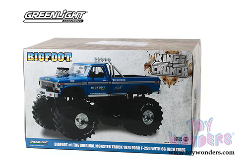 Greenlight - Kings of Crunch Ford F-250 Monster Truck (with 66-inch Tires) - BIGFOOT® #1 The Original Monster Truck (1974, 1/18 scale diecast model car, Blue) 13541