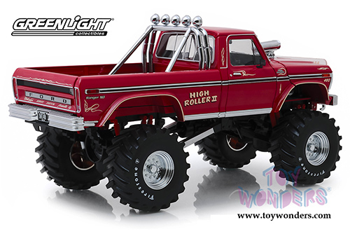 Greenlight - Kings of Crunch Ford F-250 Monster Truck (with 48-inch Tires) - High Roller II (1979, 1/18 scale diecast model car, Red) 13542