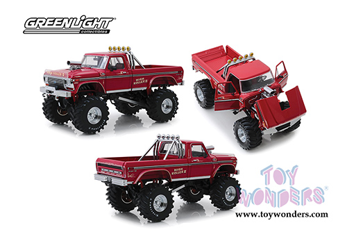 Greenlight - Kings of Crunch Ford F-250 Monster Truck (with 48-inch Tires) - High Roller II (1979, 1/18 scale diecast model car, Red) 13542