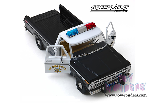 Greenlight - Ford F-100 Pickup Truck California Highway Patrol (1975, 1/18 scale diecast model car, Black/White) 13550