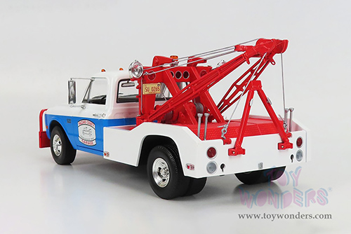 Greenlight - Chevrolet&reg; C-30 Dually Wrecker Tow Truck - Hazzard County Garage (1969, 1/18 scale diecast model car, White/Blue/Red) 13622