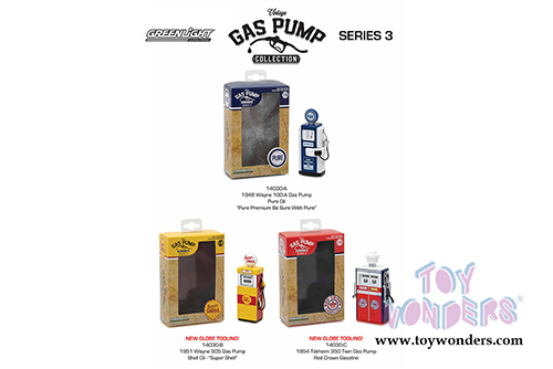 Greenlight - Vintage Gas Pumps Series 3 (1/18 scale diecast model, Asstd.) 14030/12
