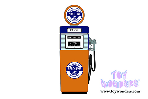 Greenlight - Vintage Gas Pumps Series 9 | 1951 Wayne 505 Gas Pump - Zerolene "‘The Standard Oil for Motor Cars" (1/18 scale diecast model, Orange/Blue) 14090B
