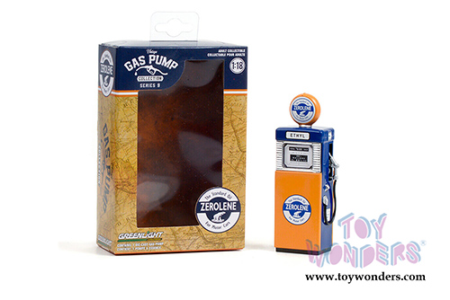 Greenlight - Vintage Gas Pumps Series 9 | 1951 Wayne 505 Gas Pump - Zerolene "‘The Standard Oil for Motor Cars" (1/18 scale diecast model, Orange/Blue) 14090B