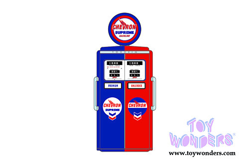Greenlight - Vintage Gas Pumps Series 9 | 1954 Tokheim 350 Twin Gas Pump - Chevron Supreme (1/18 scale diecast model, Red/Blue) 14090C