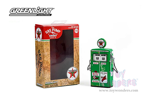 Greenlight - Vintage Gas Pumps Series 10 | 1954 Tokheim 350 Twin Gas Pump - Texaco Fire Chief Sky Chief Supreme Unrestored (1/18 scale diecast model, Green) 14100C/24