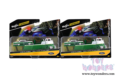 Maisto All Stars Elite Transport - COE Flatbed/Ford Starliner Hard Top (1960, 1/64 scale diecast model car, Red/Black) 15055STA