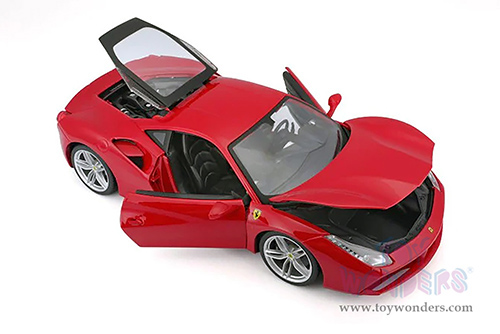 BBurago Ferrari Race & Play - Ferrari 488 GTB Hardtop (1/18 scale diecast model car, Red) 16008R