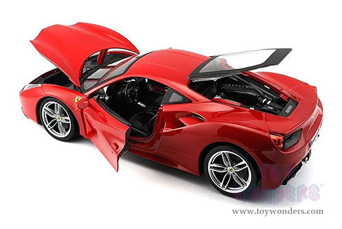 BBurago Ferrari Race & Play - Ferrari 488 GTB Hardtop (1/18 scale diecast model car, Red) 16008R