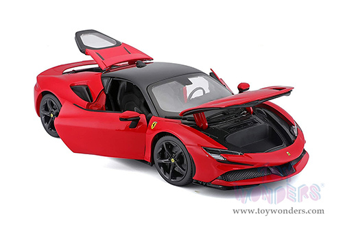 BBurago Ferrari Race & Play - Ferrari SF90 Stradale Hardtop (1/18 scale diecast model car, Red/Black Top) 16015R