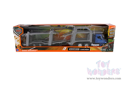 New Ray - Long Haul Trucker | Freightliner&reg; Cascadia Auto Carrier (1/43, scale diecast model car, Blue) 16033