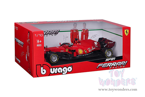 BBurago Ferrari Racing - Ferrari SF21 #16 Charles Leclerc Formula One F1 Car (2021) (1/18 scale diecast model car, Red) 18-16809LECL