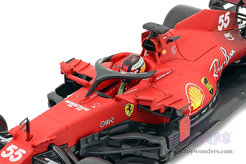BBurago Ferrari Racing - Ferrari SF21 #55 Carlos Sainz Formula One F1 Car (2021) (1/18 scale diecast model car, Red) 18-16809SAIN