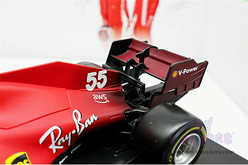 BBurago Ferrari Racing - Ferrari SF21 #55 Carlos Sainz Formula One F1 Car (2021) (1/18 scale diecast model car, Red) 18-16809SAIN