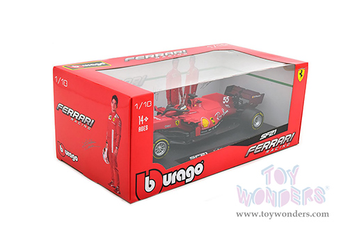 BBurago Ferrari Racing - Ferrari SF21 #55 Carlos Sainz Formula One F1 Car (2021) (1/18 scale diecast model car, Red) 18-16809SAIN