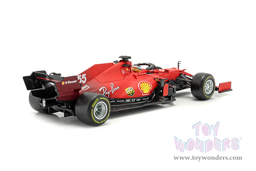 BBurago Ferrari Racing - Ferrari SF21 #55 Carlos Sainz Formula One F1 Car (2021) (1/18 scale diecast model car, Red) 18-16809SAIN