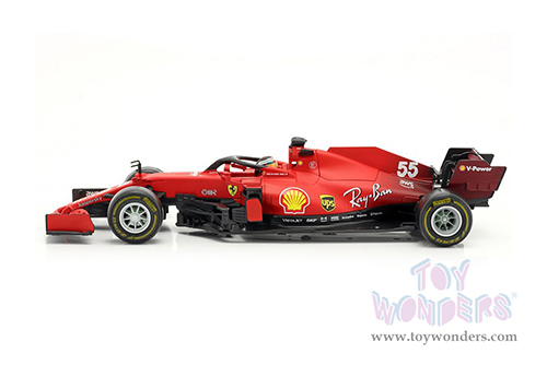 BBurago Ferrari Racing - Ferrari SF21 #55 Carlos Sainz Formula One F1 Car (2021) (1/18 scale diecast model car, Red) 18-16809SAIN