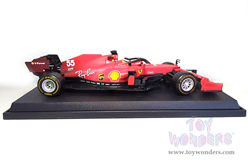 BBurago Ferrari Racing - Ferrari SF21 #55 Carlos Sainz Formula One F1 Car (2021) (1/18 scale diecast model car, Red) 18-16809SAIN