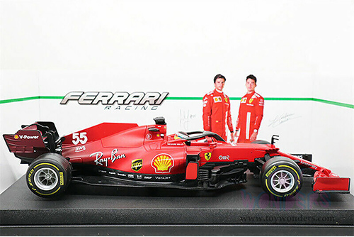 BBurago Ferrari Racing - Ferrari SF21 #55 Carlos Sainz Formula One F1 Car (2021) (1/18 scale diecast model car, Red) 18-16809SAIN