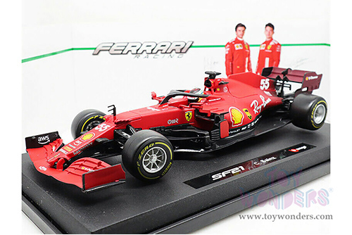 BBurago Ferrari Racing - Ferrari SF21 #55 Carlos Sainz Formula One F1 Car (2021) (1/18 scale diecast model car, Red) 18-16809SAIN