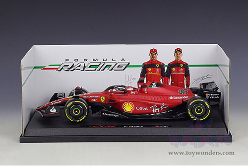 BBurago Ferrari Racing - Ferrari F1-75 #16 Charles Leclerc Formula One F1 Car (2022) "Formula Racing" (1/18 scale diecast model car, Red) 18-16811LECL