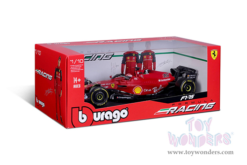 BBurago Ferrari Racing - Ferrari F1-75 #16 Charles Leclerc Formula One F1 Car (2022) "Formula Racing" (1/18 scale diecast model car, Red) 18-16811LECL