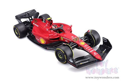 BBurago Ferrari Racing - Ferrari F1-75 #55 Carlos Sainz Formula One F1 Car (2022) "Formula Racing" (1/18 scale diecast model car, Red) 18-16811SAIN