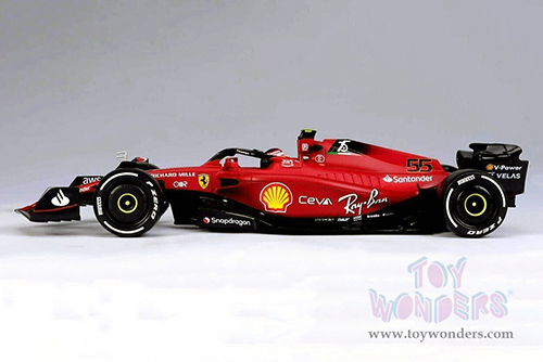 BBurago Ferrari Racing - Ferrari F1-75 #55 Carlos Sainz Formula One F1 Car (2022) "Formula Racing" (1/18 scale diecast model car, Red) 18-16811SAIN