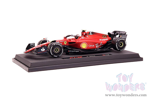 BBurago Ferrari Racing - Ferrari F1-75 #55 Carlos Sainz Formula One F1 Car (2022) "Formula Racing" (1/18 scale diecast model car, Red) 18-16811SAIN