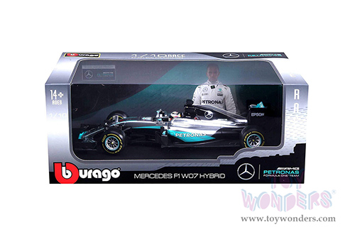 BBurago - Mercedes AMG F1 W12 E Performance #44 Lewis Hamilton Formula 1 (2016) (1/18 scale diecast model car, Silver/Turquoise) 18-18001HAMI