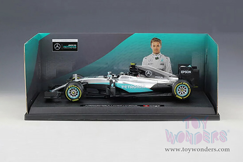 BBurago - Mercedes AMG F1 W07 Hybrid Petronas #6 Nico Rosberg Formula 1 (2016) (1/18 scale diecast model car, Silver/Turquoise) 18-18001ROSB