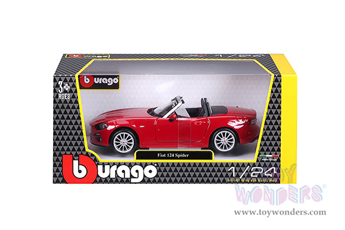 BBurago - Fiat 124 Spider (1/24 scale diecast model car, Red) 18-21083R