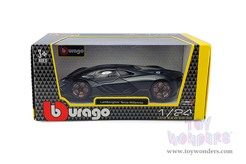 BBurago - Lamborghini Terzo Millennio Hardtop (1/24 scale diecast model car, Dark Gray/Black Top) 18-21094GY