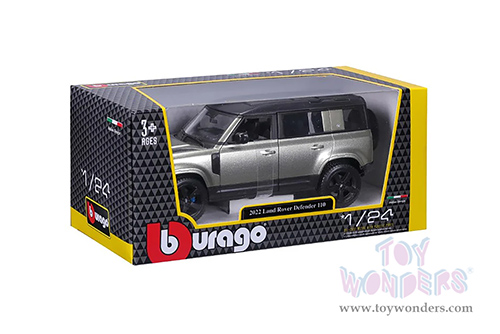BBurago - Land Rover Defender 110 (2022, 1/24 scale diecast model car, Silver Green) 18-21101GN