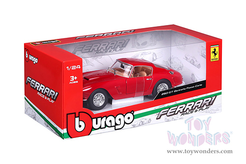 BBurago Ferrari Race & Play - Ferrari 250 GT Berlinetta Passo Corto (1/24 scale diecast model car, Red) 18-26025R