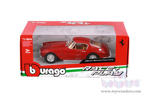BBurago Ferrari Race & Play - Ferrari 250 GT Berlinetta Passo Corto (1/24 scale diecast model car, Red) 18-26025R
