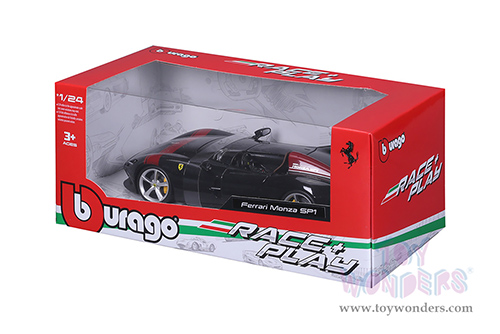 BBurago Ferrari Race & Play - Ferrari Monza SP1 (1/24 scale diecast model car, Black) 18-26027BK