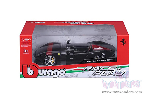 BBurago Ferrari Race & Play - Ferrari Monza SP1 (1/24 scale diecast model car, Black) 18-26027BK