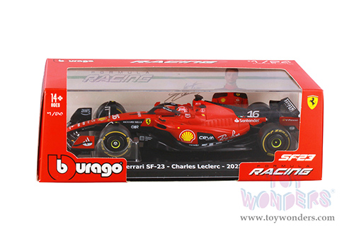 Bburago - Ferrari SF-23 #16 Charles Leclerc with Driver Formula One F1 World Championship (2023) (1/24 scale diecast model car, Red) 18-26808/16A